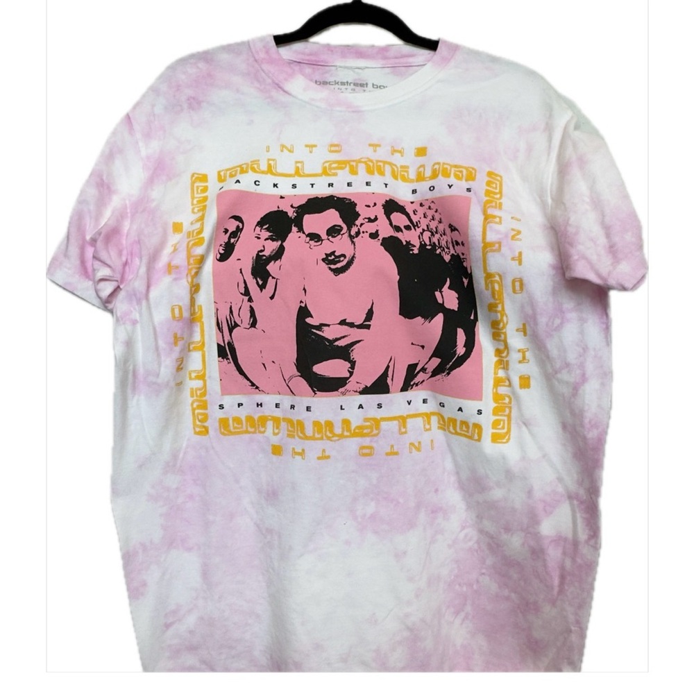 Backstreet Boys Pink Tie‑Dye Pink Graphic “Into the Millennium” T‑Shirt BSB